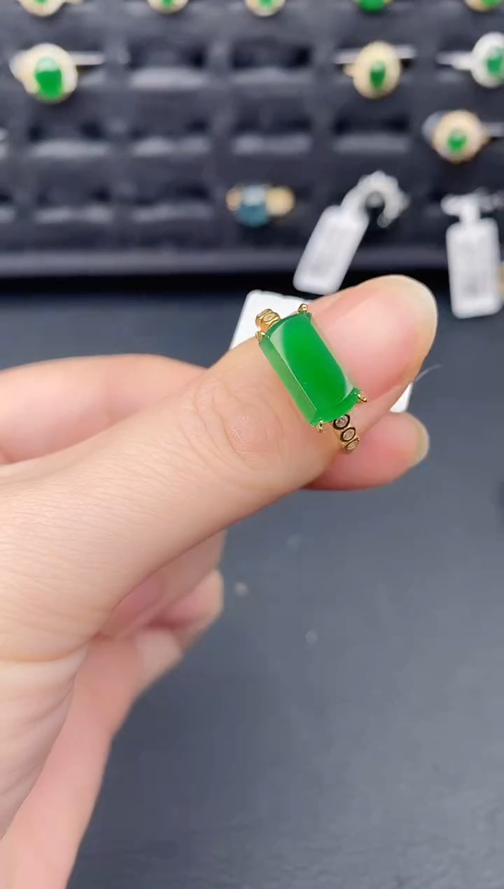 银S925镶嵌戒指翡翠天然a货翡翠187