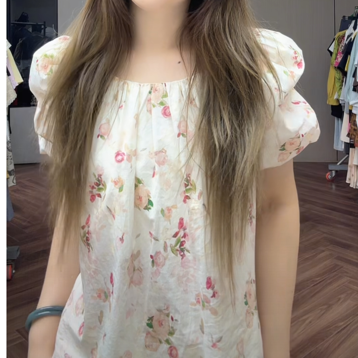 601/7022/110泡泡袖小清新减龄衬衣女夏新款韩版宽松百搭衬衫