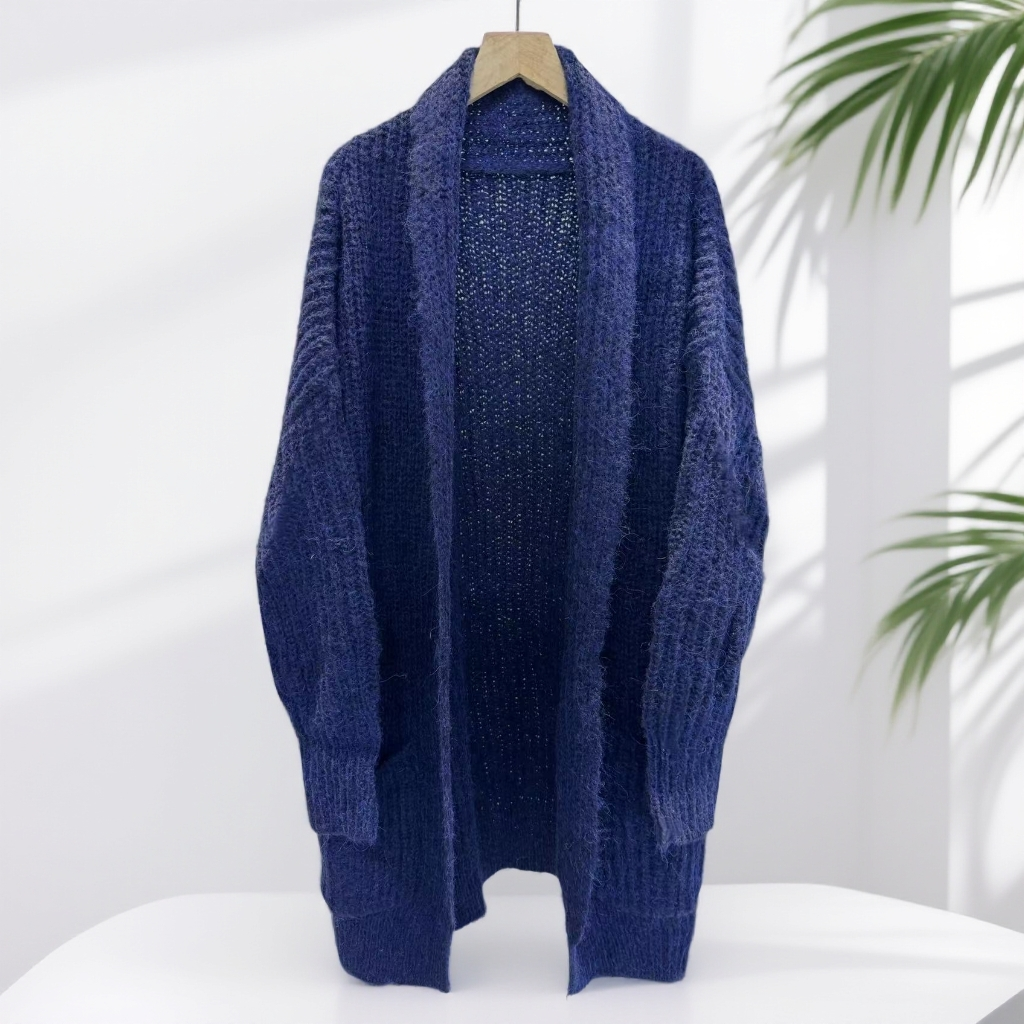长款藏青色针织开衫2511301303