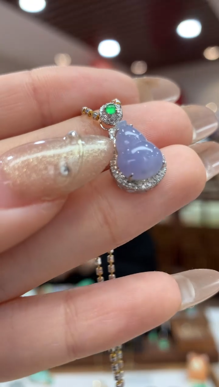 【闪购商品】翡翠吊坠(不含链)18K金镶嵌葫芦