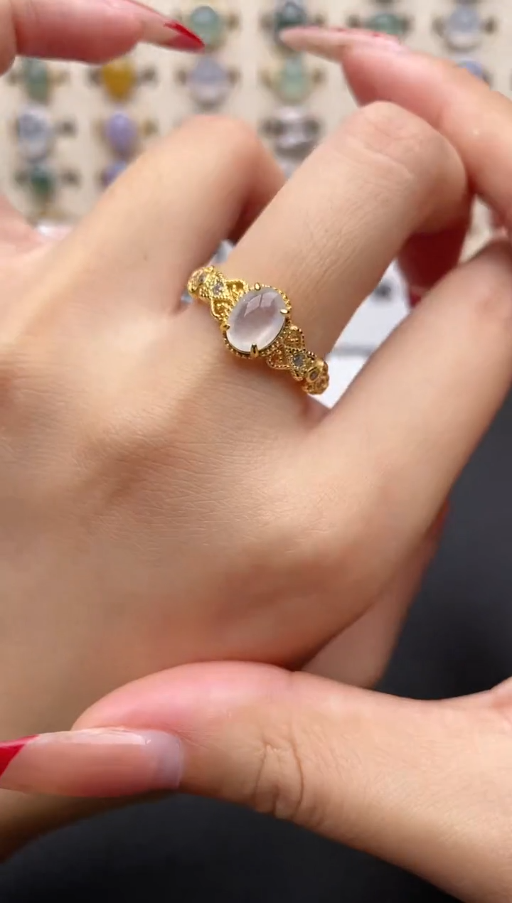 【闪购商品】翡翠戒指银S925镶嵌一物一证一礼盒