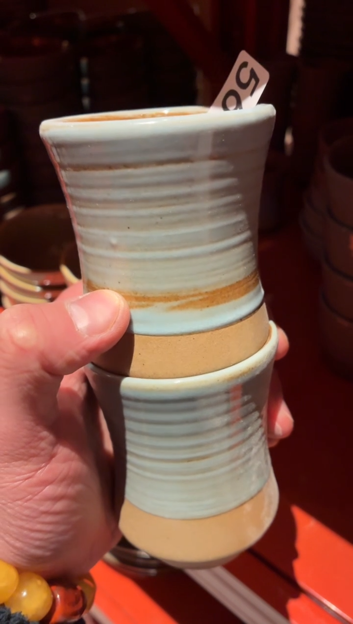 瓷片美***?565蓝麻点水杯2个