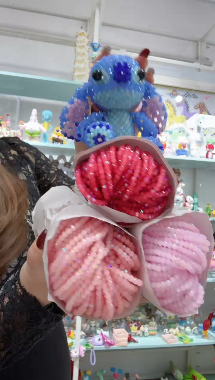 玻璃1284卡4水晶史迪仔女朋友材料包1套微粉玉