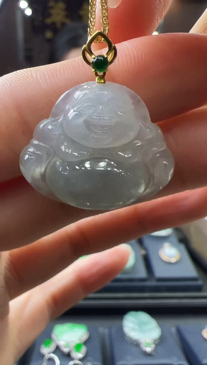 【闪购商品】翡翠挂件18K金镶嵌佛公 不含链