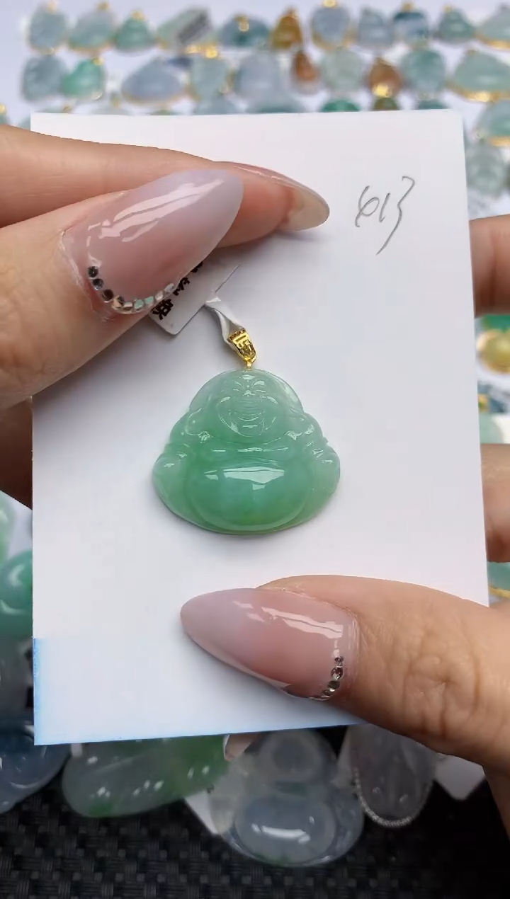 【闪购商品】翡翠颈饰18K金镶嵌天然翡翠A货