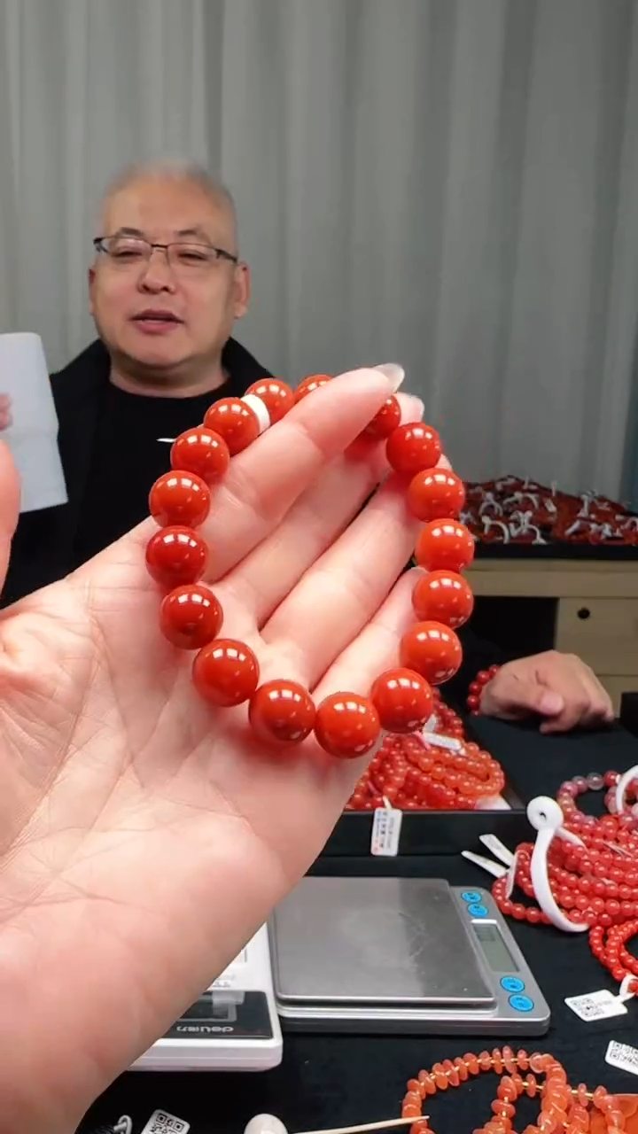 未镶嵌多样性发一件南红玛瑙【高货】柿锦红12mm保山圆珠单圈 