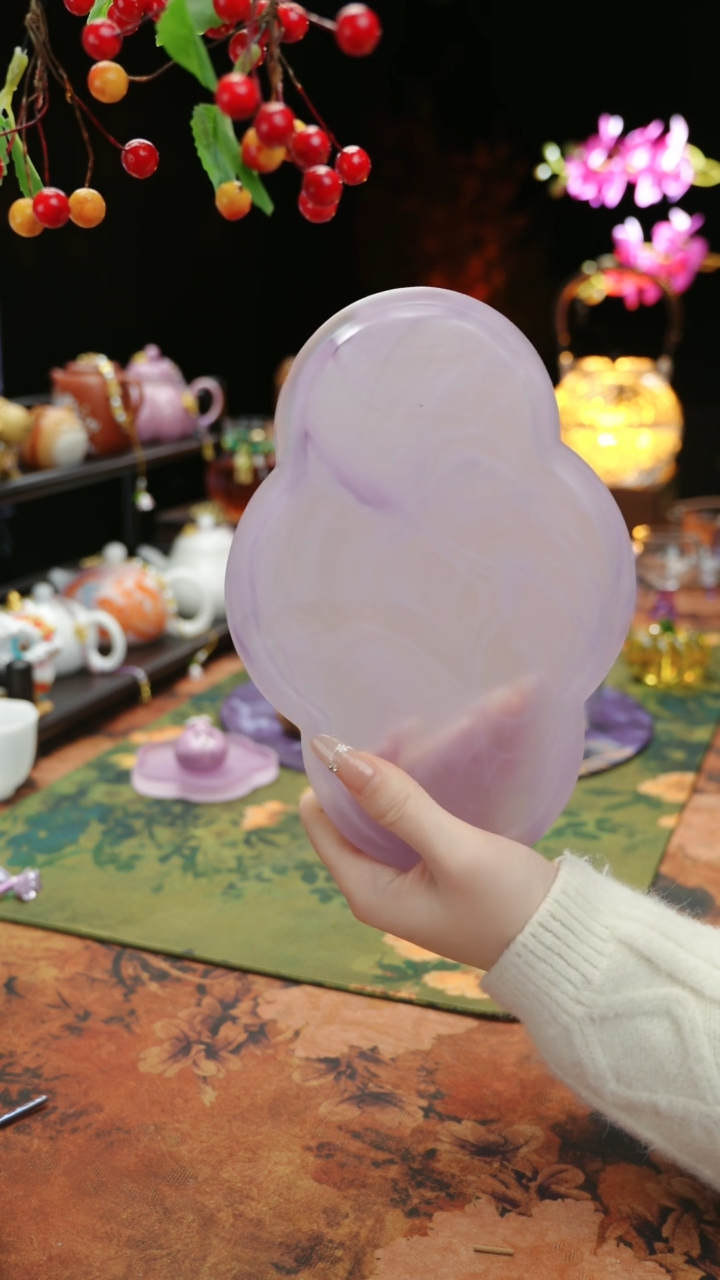 【闪购商品】紫色水晶琉璃壶承干泡垫