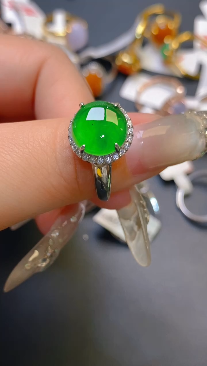 【闪购商品】翡翠耳饰银S925镶嵌天然A货翡翠1