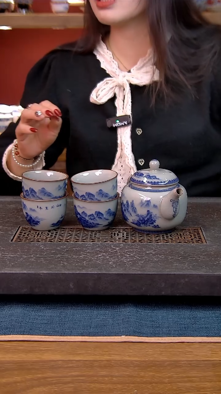 简装家用款5件套 老陶泥开片纹陶瓷茶具