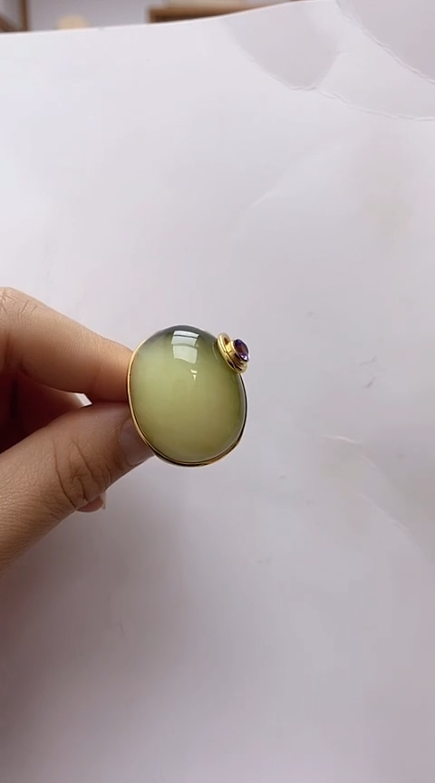 【闪购商品】琥珀裸石银S925镶嵌琥珀戒指