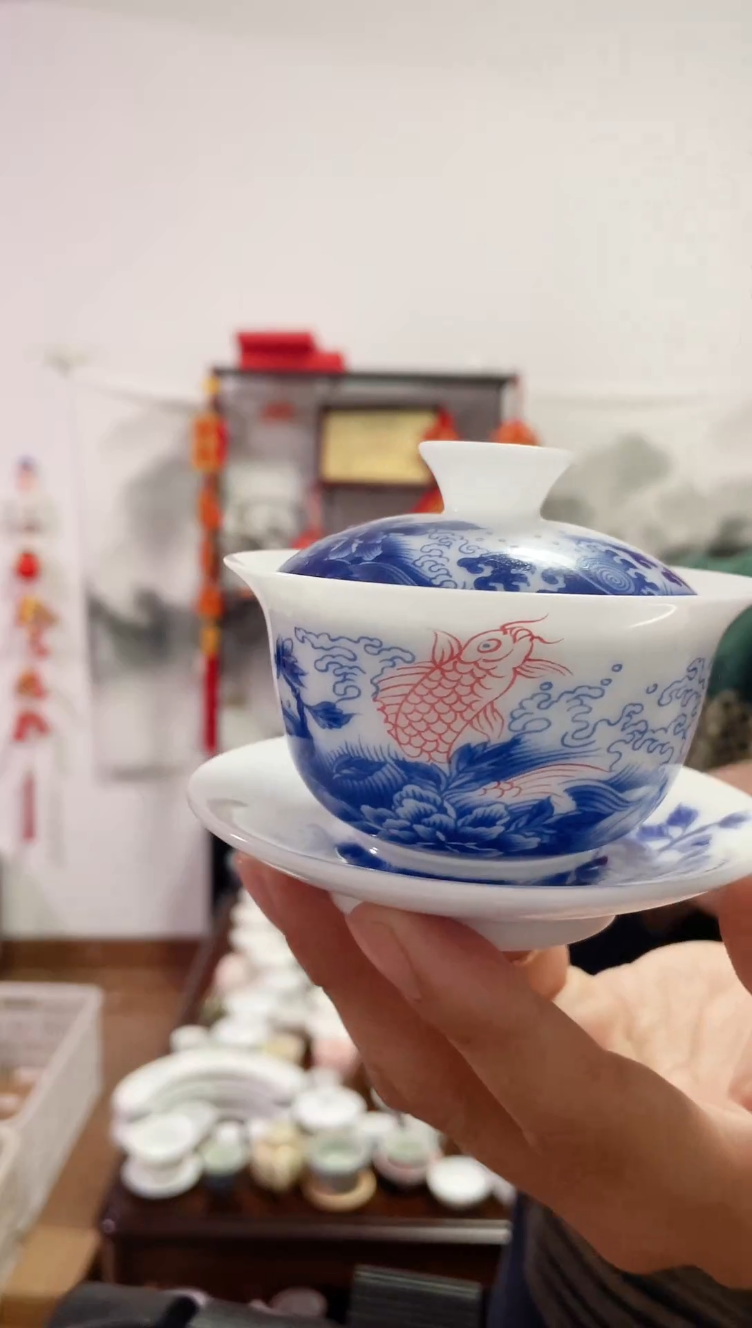 【闪购商品】瓷心匠物陶瓷-冰鱼盖碗