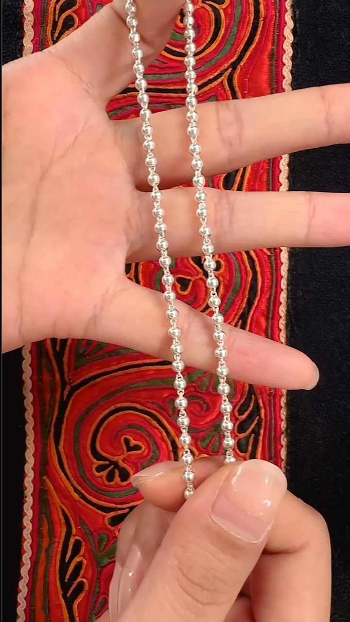 无链子足银45公分珠珠链m扣