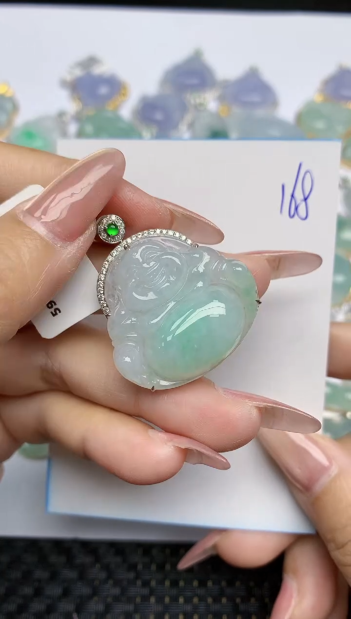 【闪购商品】翡翠颈饰18K金镶嵌天然A货翡翠 168
