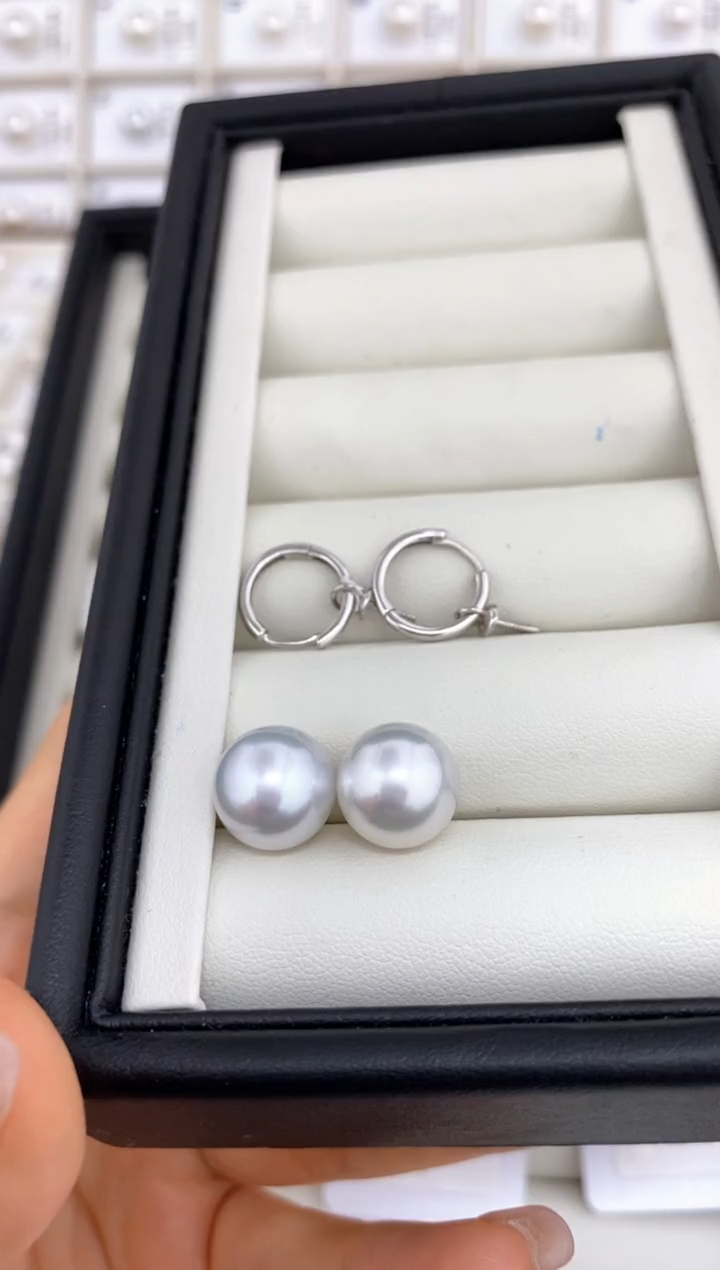 【闪购商品】定制海水珍珠耳饰18K金镶嵌11-12澳白定制不退换 静