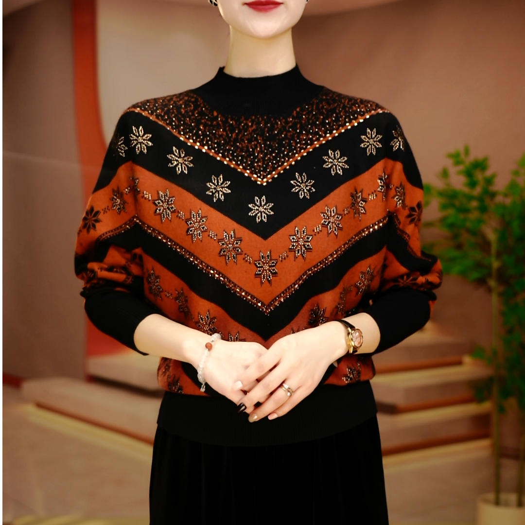 P260025-秋冬新款抗起球针织羊毛衫减龄洋气宽松女士气质时尚