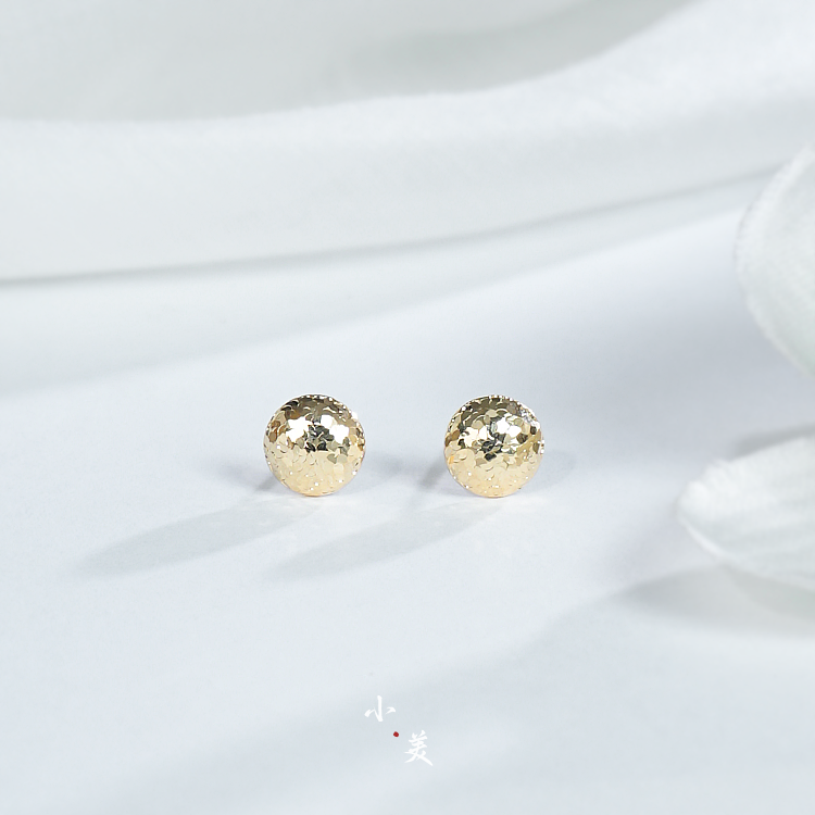 18K金碎冰冰半圆耳钉耳环 G30094