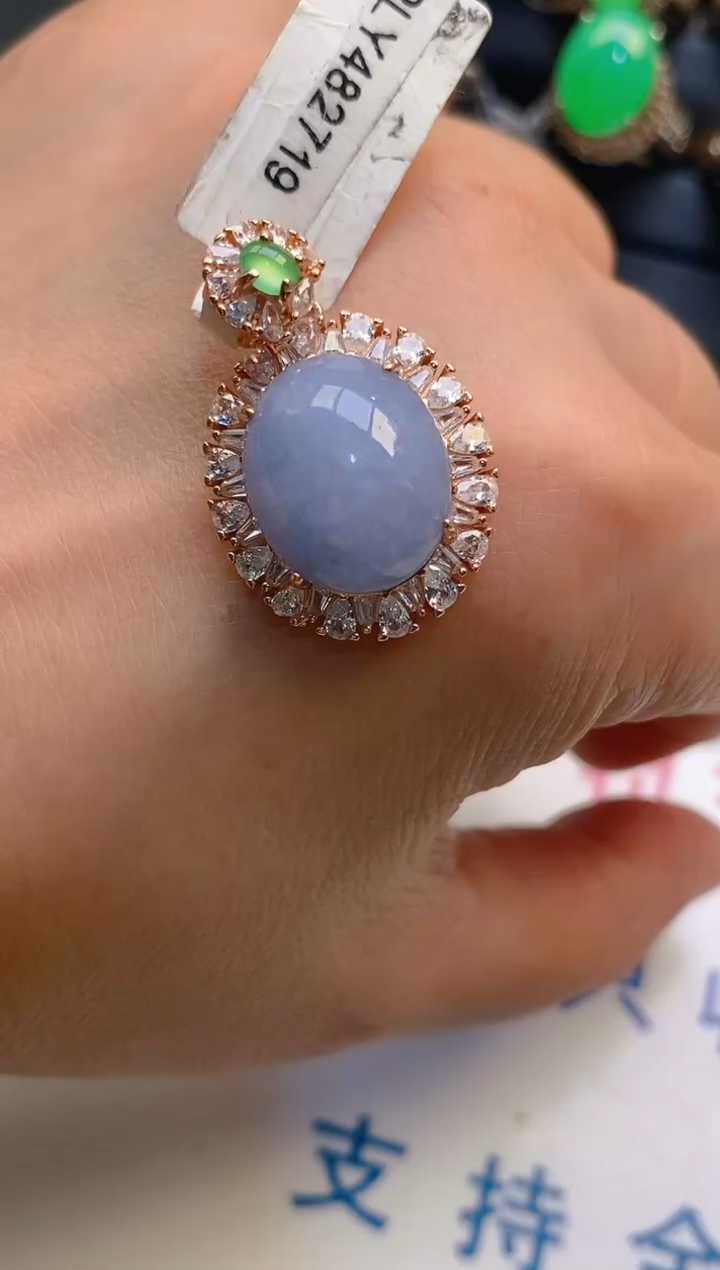 【闪购商品】翡翠耳饰银S925镶嵌天然A货翡翠1