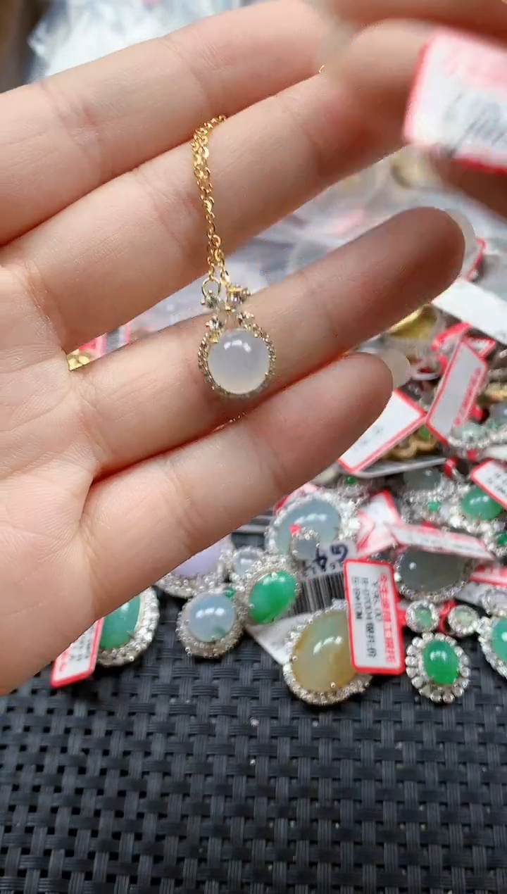 银S925镶嵌戒指翡翠天然A货缅甸翡翠