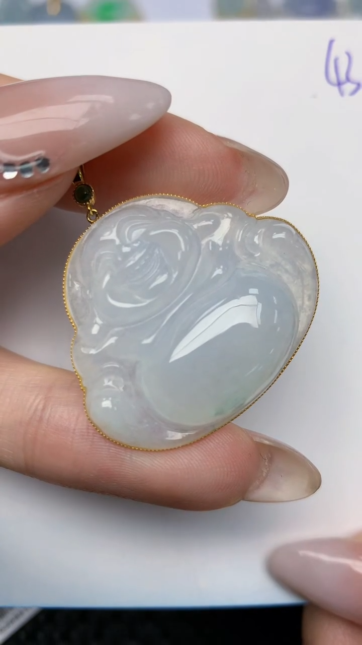 【闪购商品】翡翠颈饰18K金镶嵌天然翡翠A货，