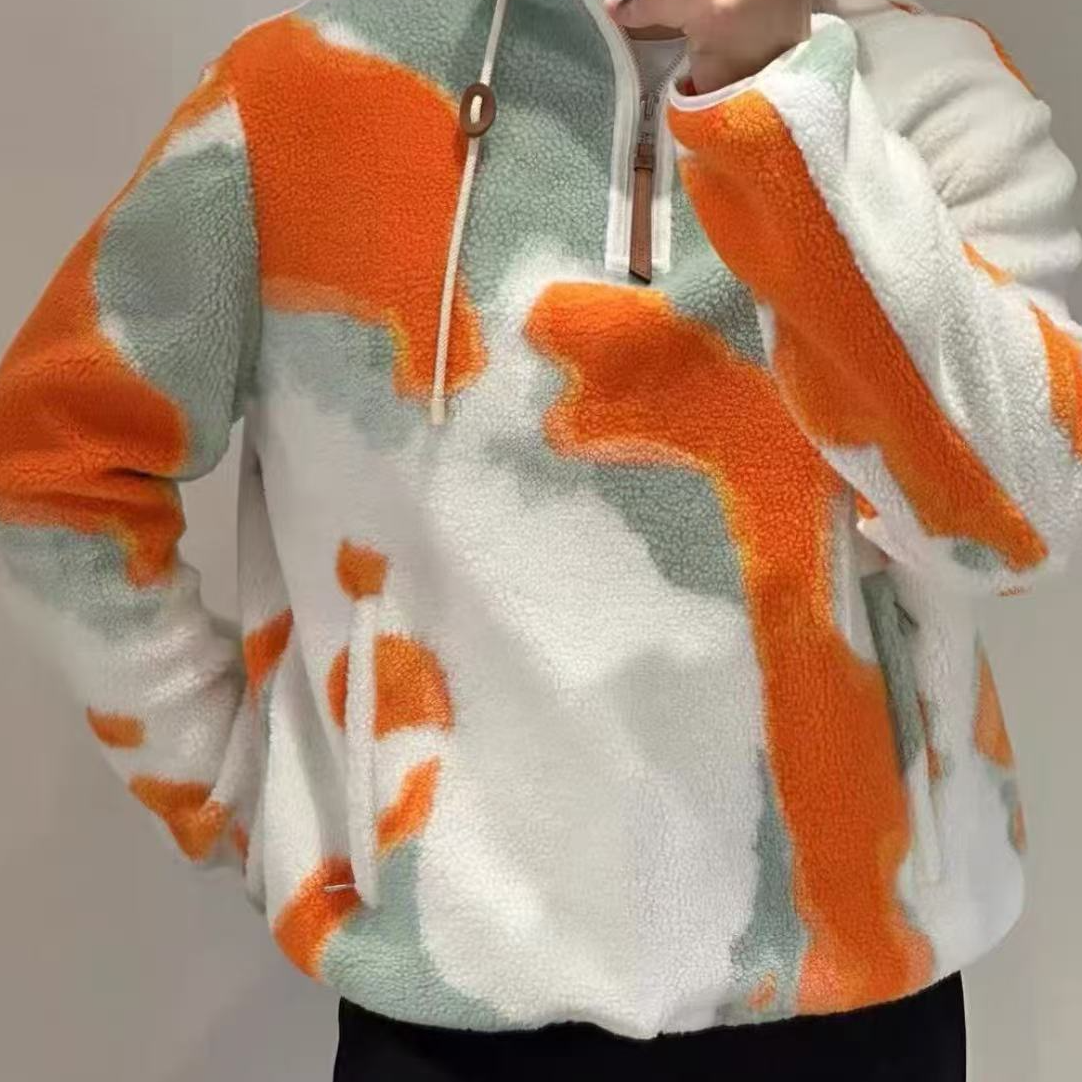 未使用 LOEWE/罗意威 晕染半拉链侧袋长袖卫衣外套