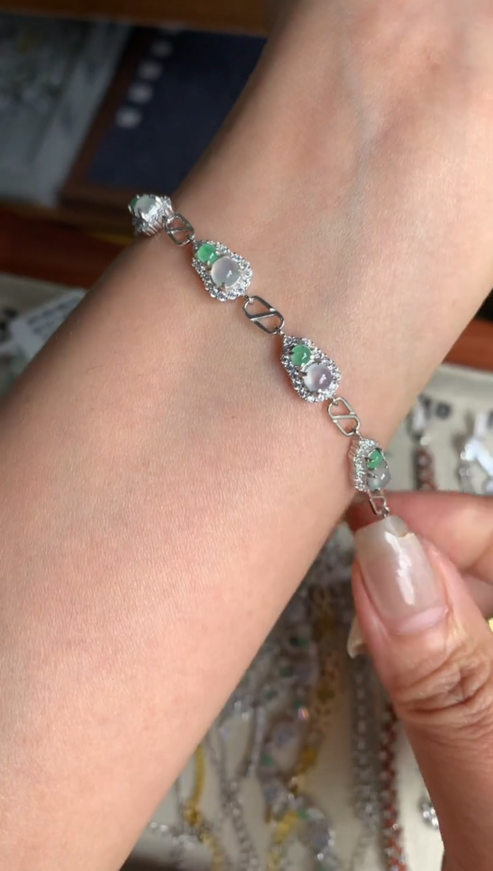 银S925镶嵌戒指翡翠手链