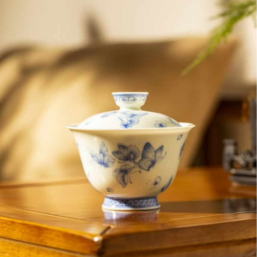 倾予山房 蝶恋花盖碗