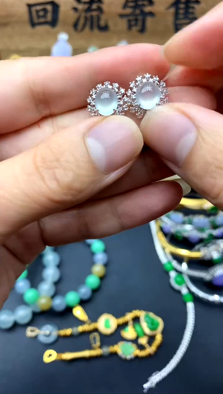 【闪购商品】翡翠耳饰18K金镶嵌344-中国好珍宝