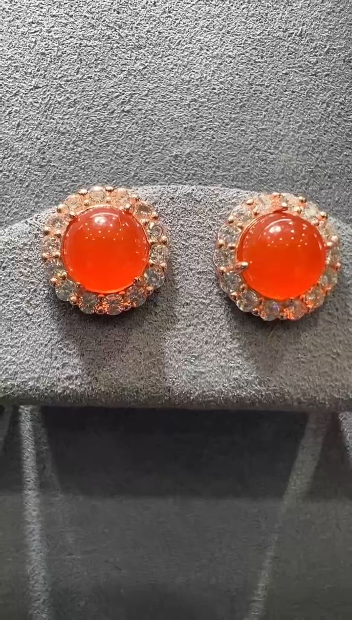【闪购商品】南红玛瑙耳饰未镶嵌耳钉一对/多样性发货
