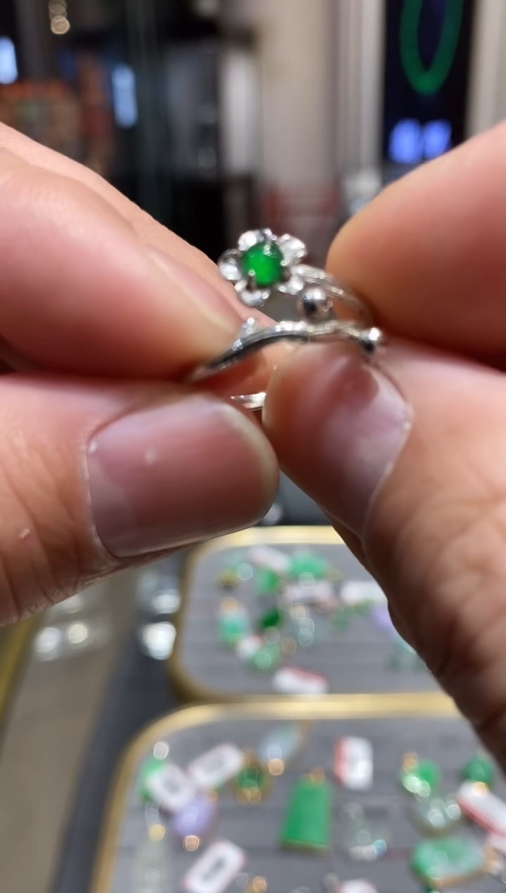 【闪购商品】翡翠戒指银S925镶嵌实体清仓福利