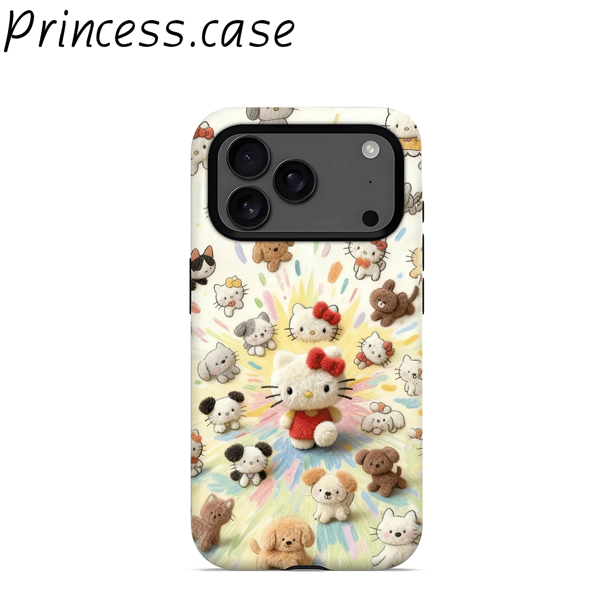 毛绒小猫小狗适用于苹果华为vivo小米oppo的防摔轻薄二合一手机壳