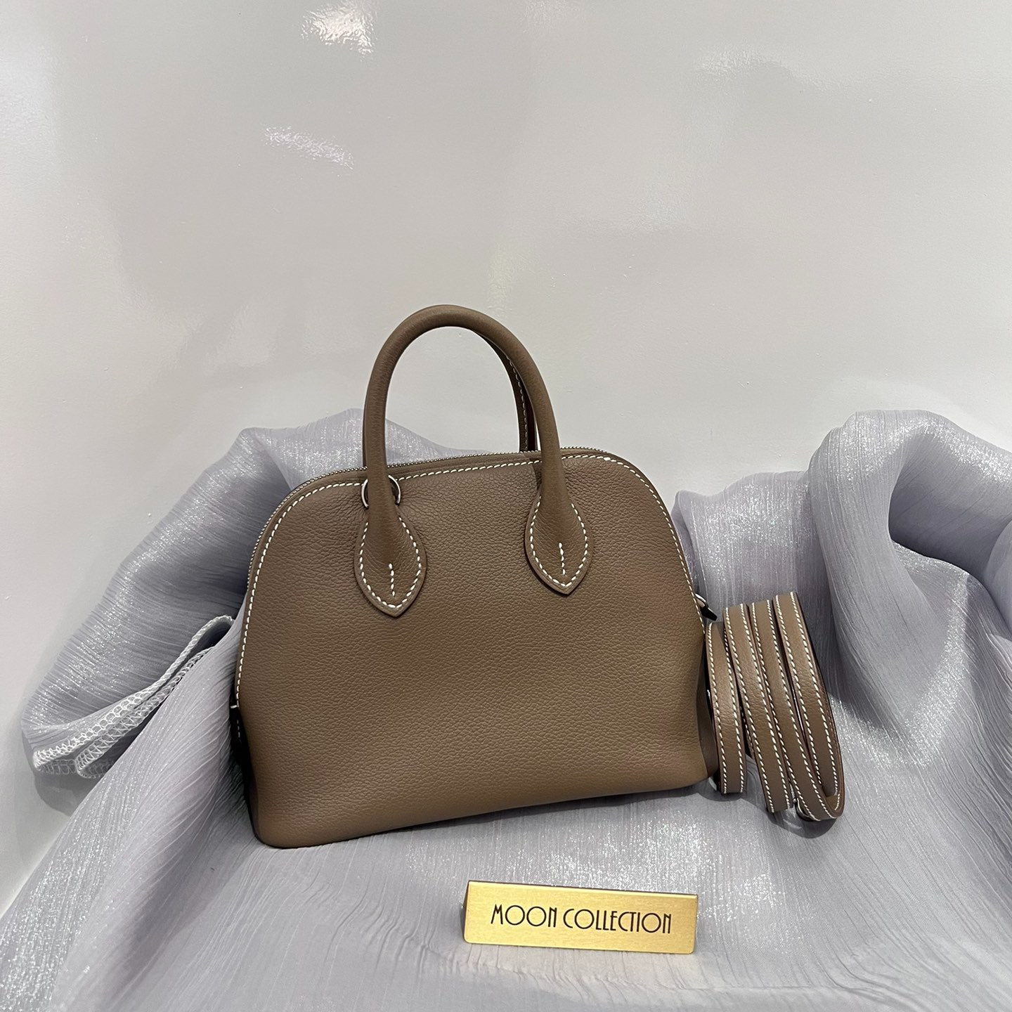 未使用 Hermes/爱马仕 正品Mini Bolide大象灰内拼小鸡黄银扣 W刻