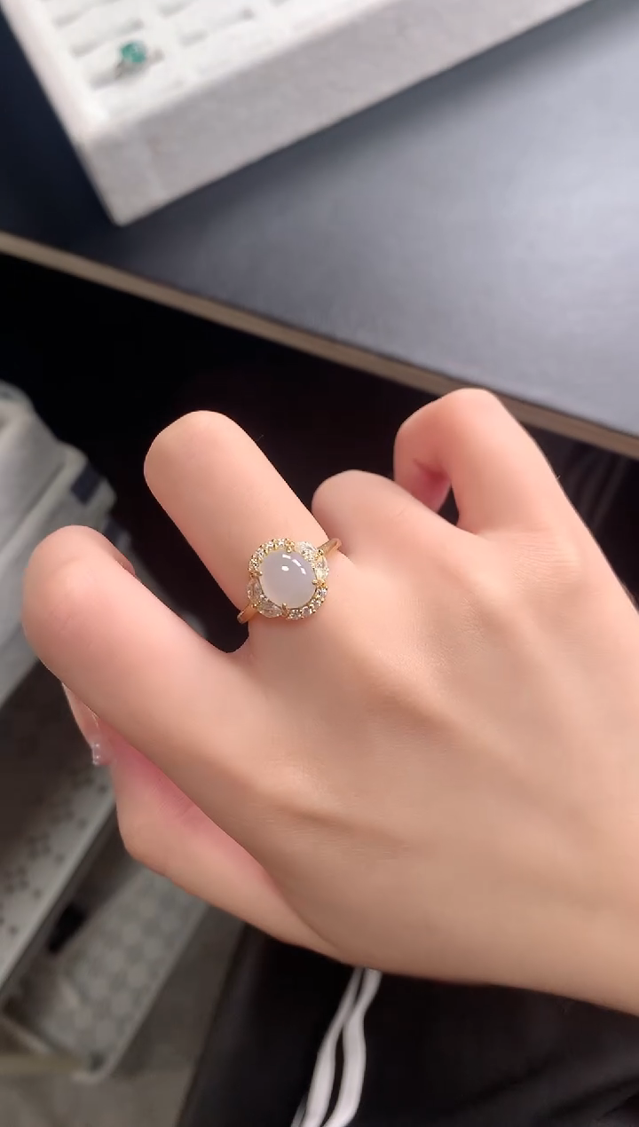 【闪购商品】翡翠戒指银S925镶嵌51241