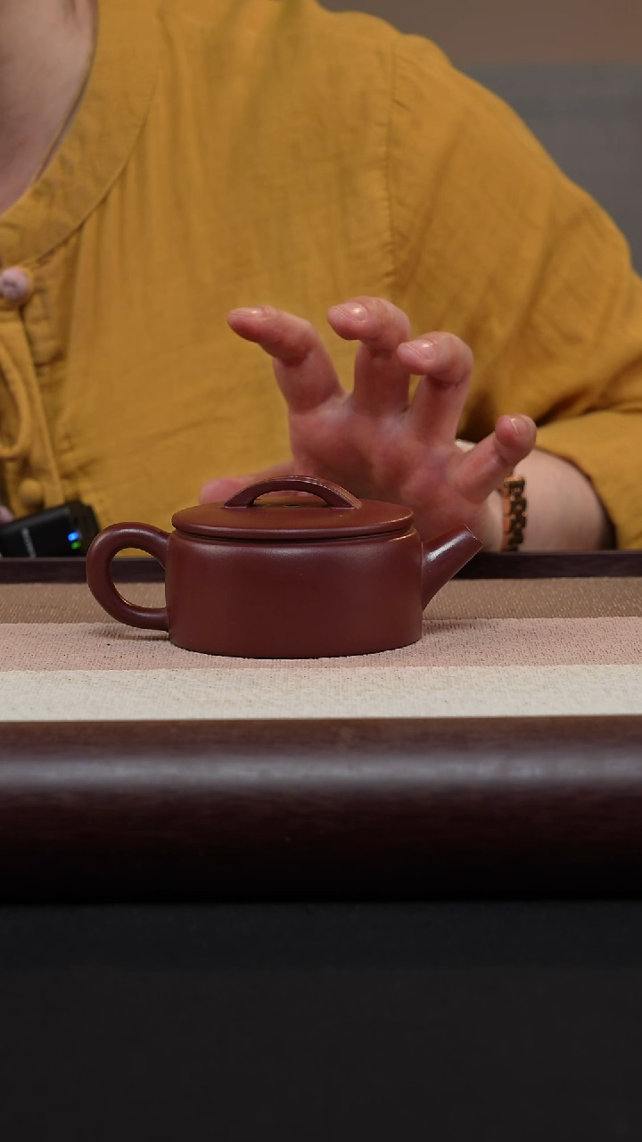 【闪购商品】紫砂茶壶平底汉瓦-龙血砂光MH-0989