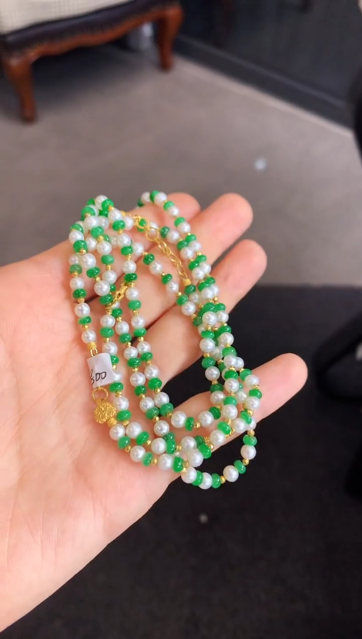 【闪购商品】翡翠颈饰18K金镶嵌珠串