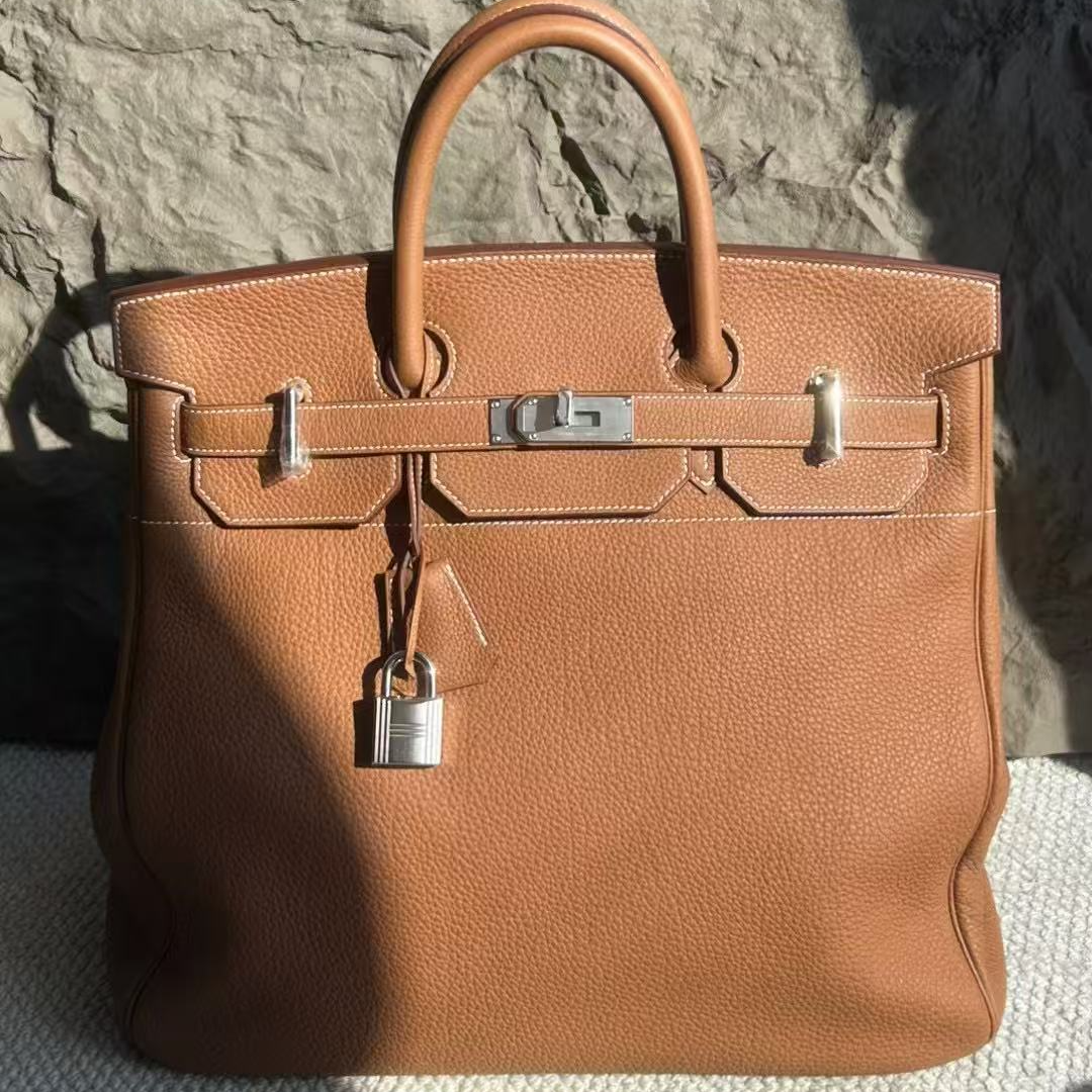 99新 Hermes/爱马仕 HAC birkin40 金棕 银扣 togo W刻