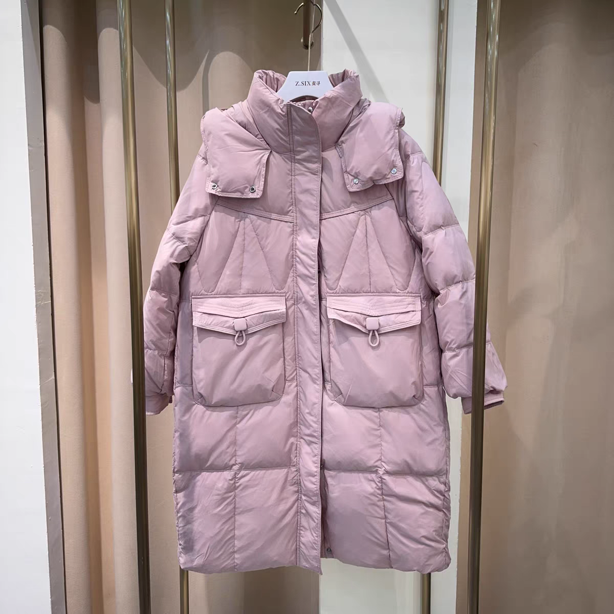麦寻YRLZQ006冬季新款90白鸭绒羽绒服黑色宽松韩版简约保暖衣长94