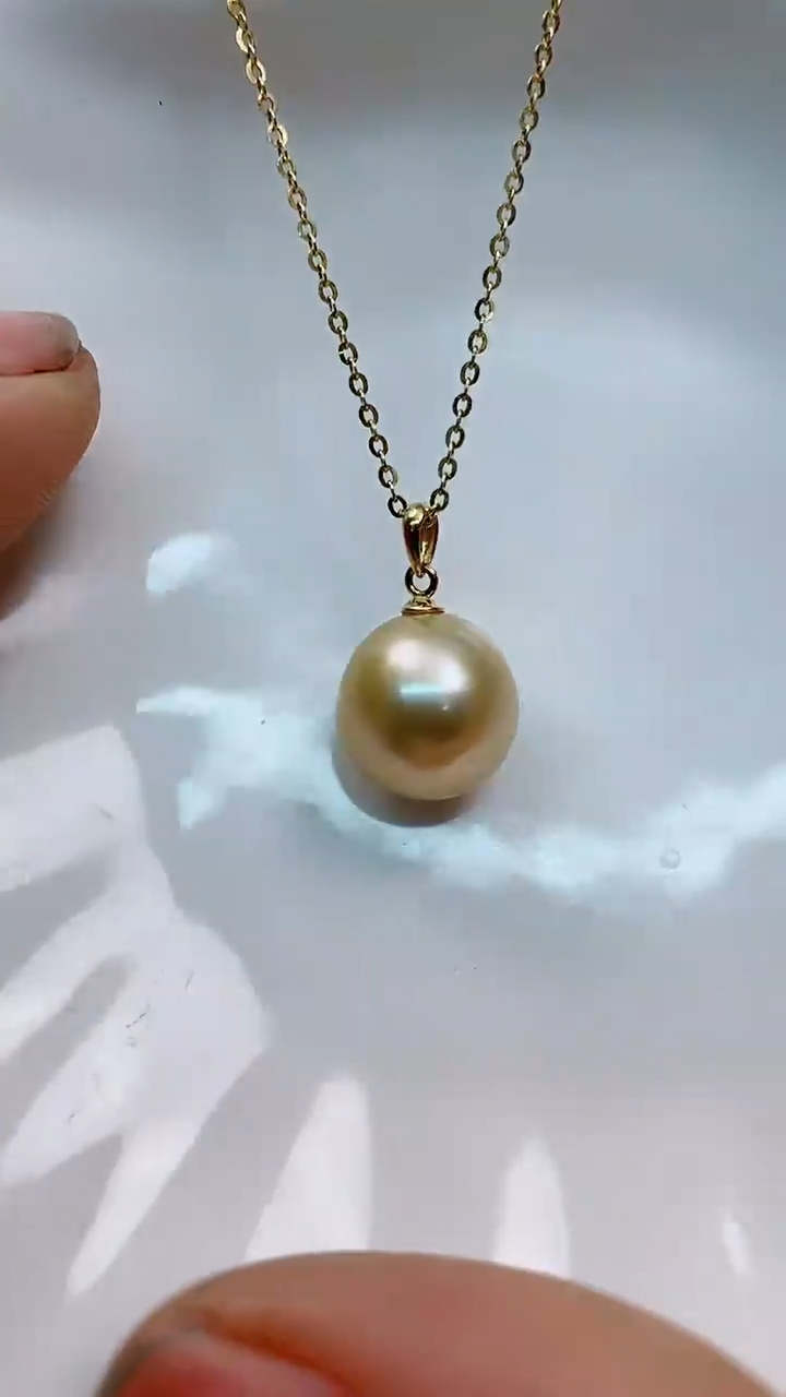 【闪购商品】海水珍珠吊坠(赠链)18K金镶嵌12-13南洋海水珍珠吊坠
