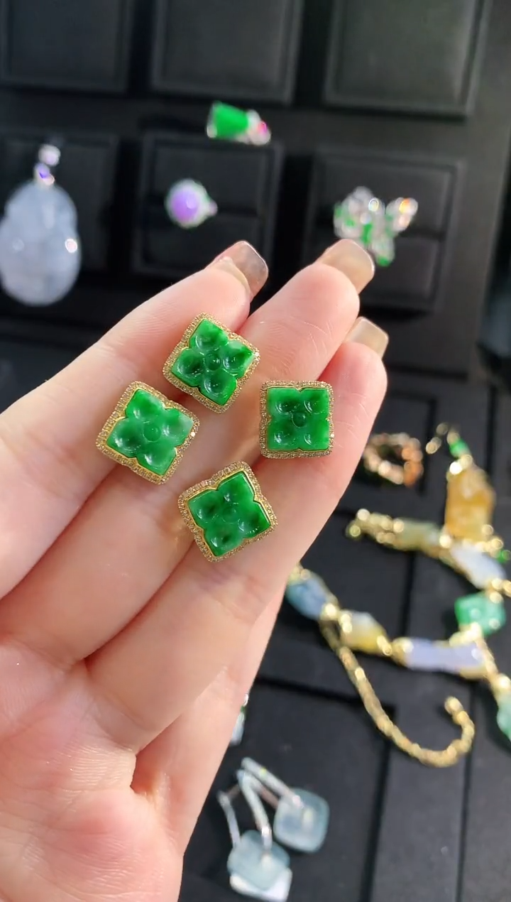 【闪购商品】翡翠耳饰18K金镶嵌不挑不选 多样性发货 发其一