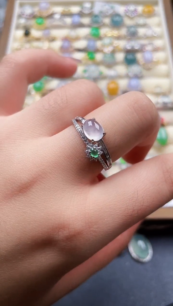 银S925镶嵌戒指翡翠205