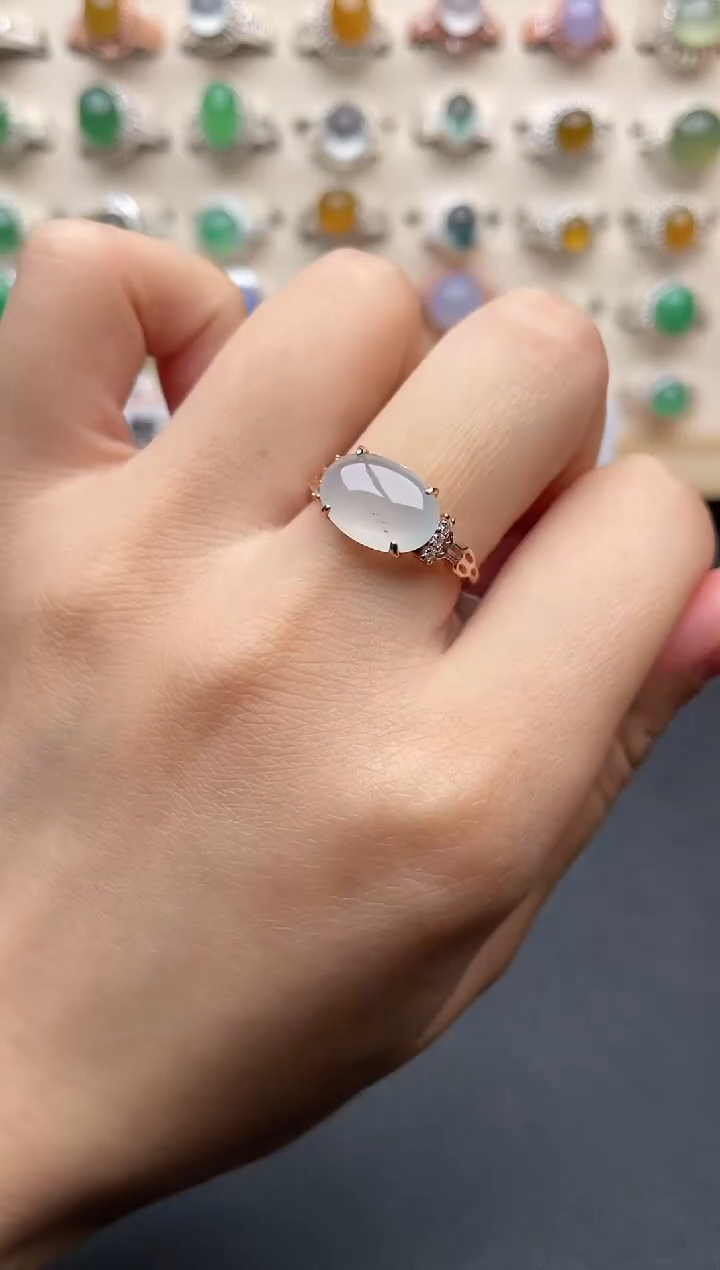 【闪购商品】翡翠戒指银S925镶嵌一物一证一礼盒