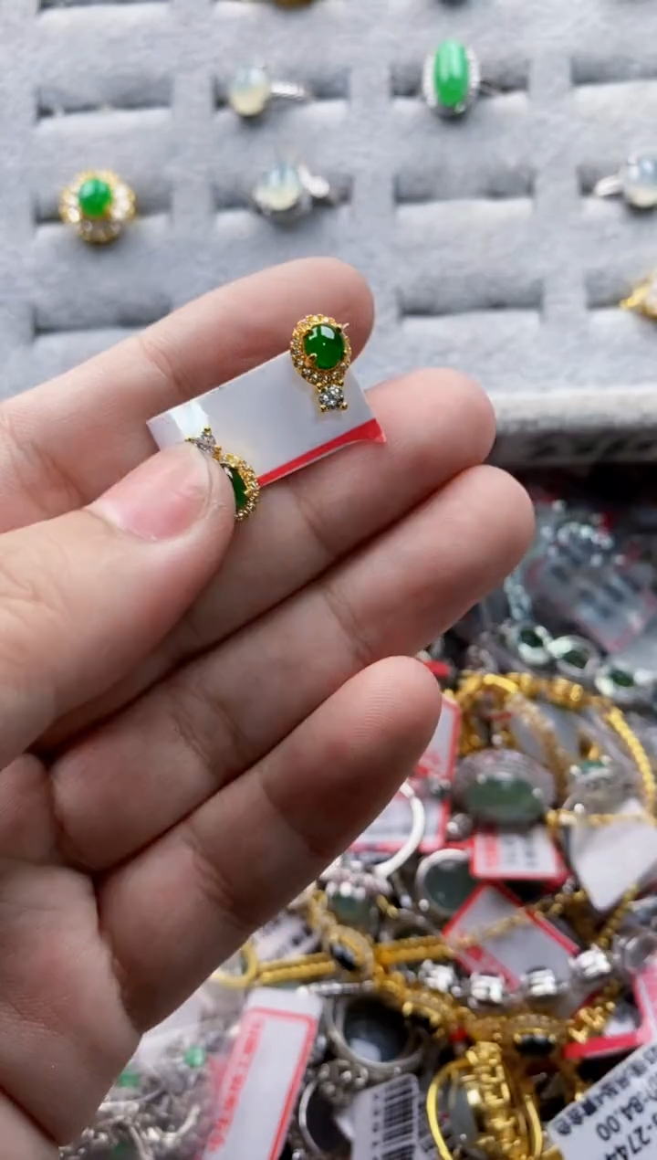 翡翠戒指银S925镶嵌16-16--10