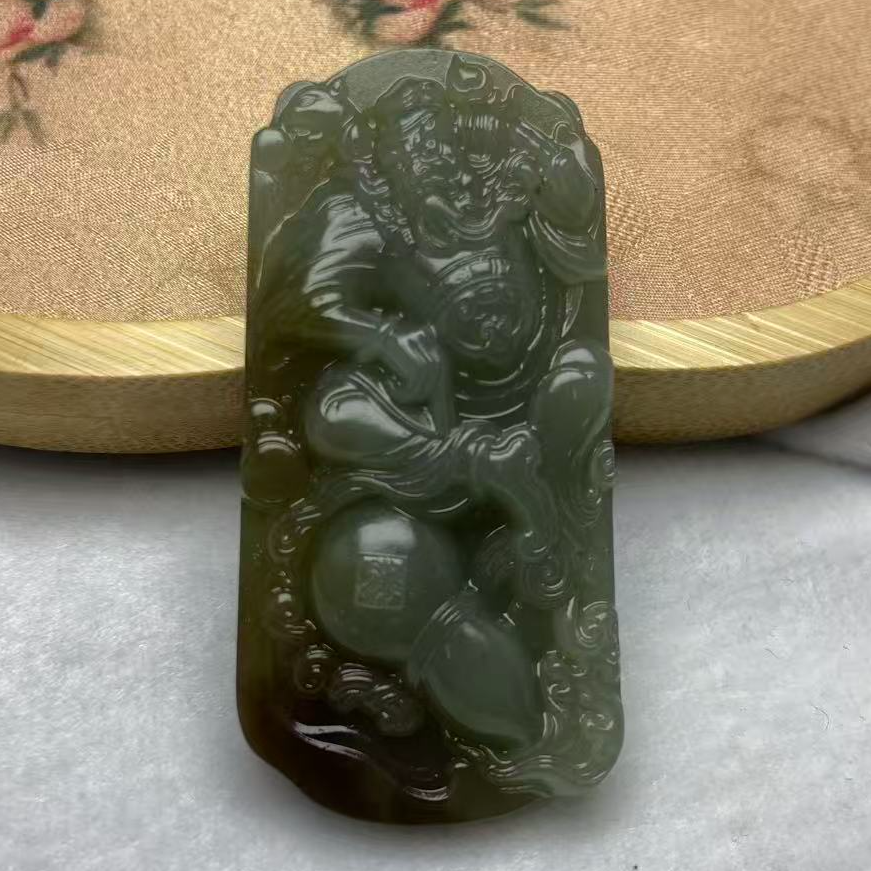 和田玉无事牌挂件D026