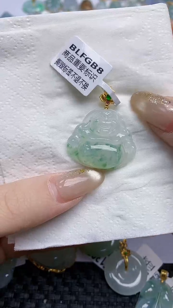 【闪购商品】翡翠颈饰18K金镶嵌天然A货翡翠 