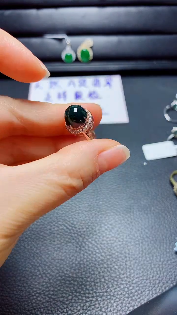 银S925镶嵌戒指翡翠天然翡翠A货s925银镶