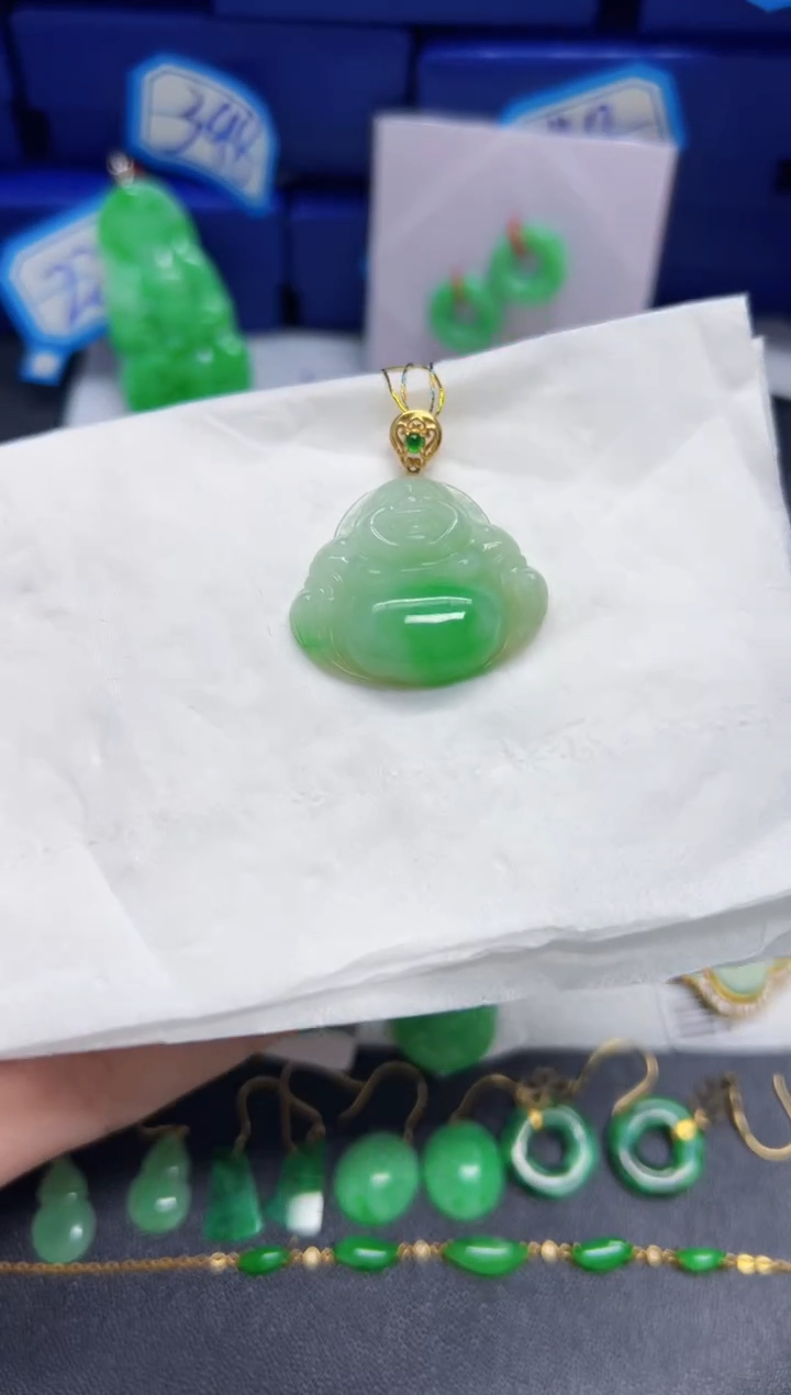 【闪购商品】翡翠颈饰18K金镶嵌Y缅料A货/支持复检/一件