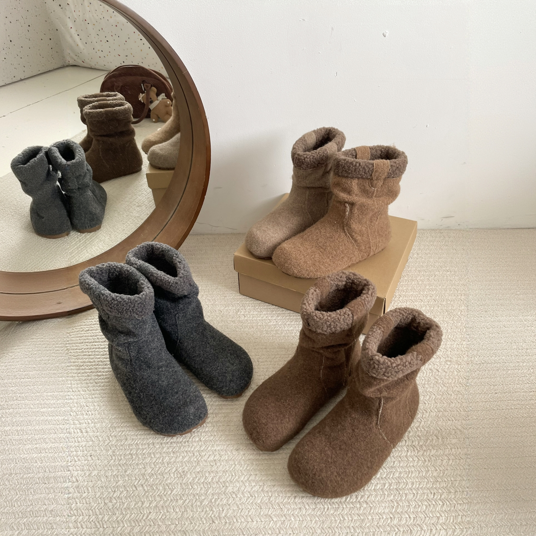 复古厚底加绒雪地靴女2025秋冬新款丑萌百搭勃肯短靴马丁靴棉鞋子