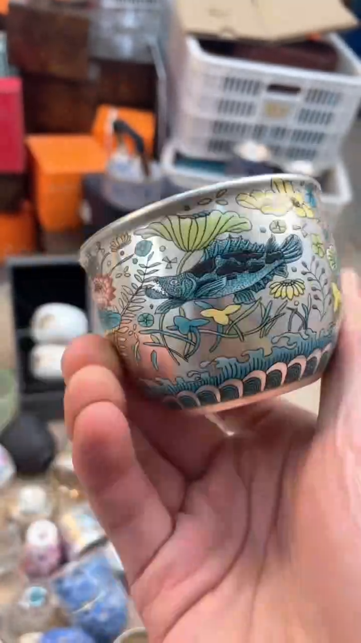 【闪购商品】瓷片@@@@@@@@@@@@鱼藻纹主人银杯