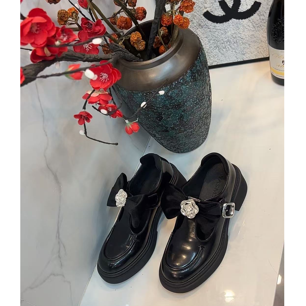 YASMINDAI法国厚度乐福鞋进口羊纹材工厂直销商场同款