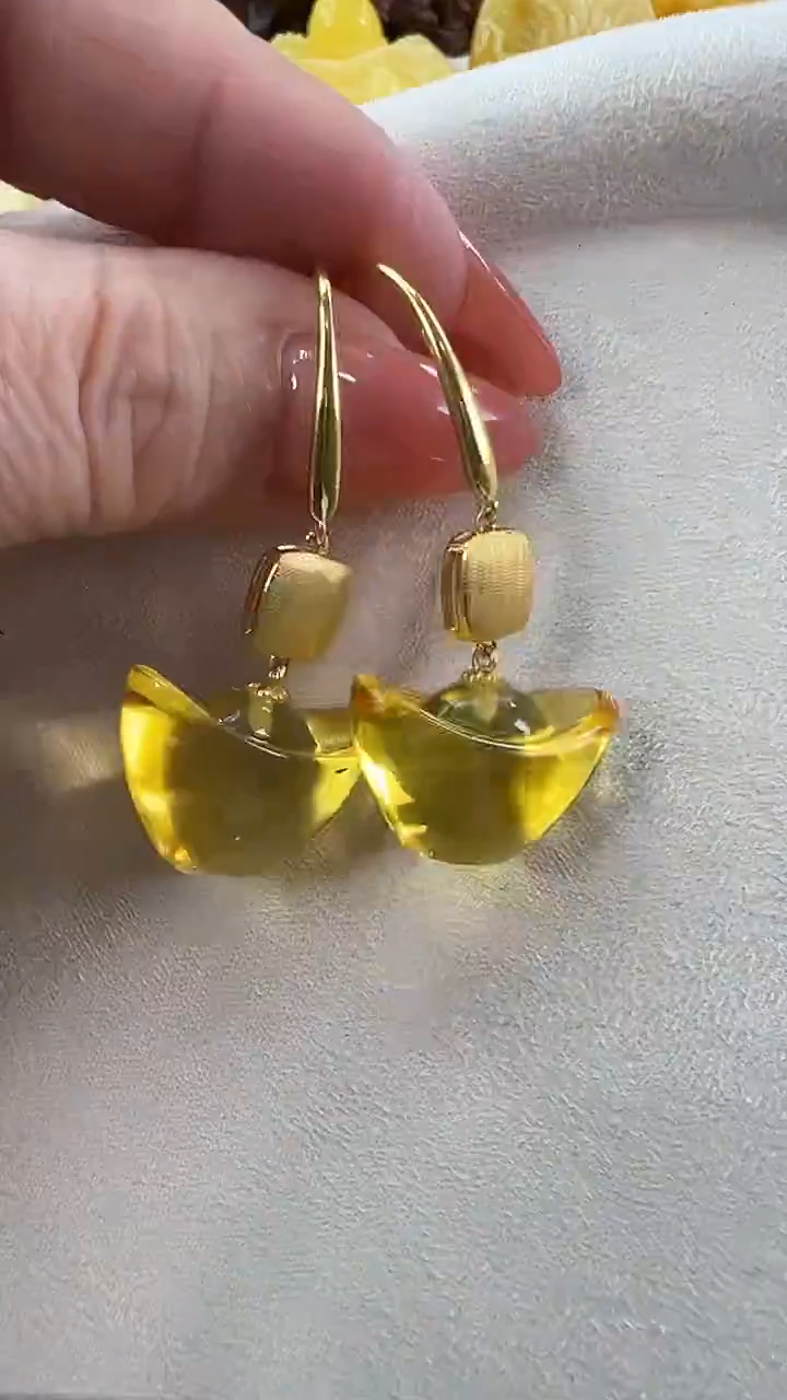 琥珀银S925镶嵌耳饰耳环