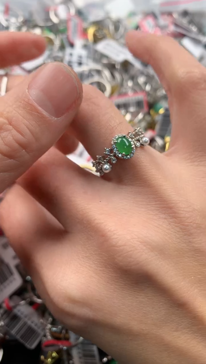 银S925镶嵌戒指翡翠555    8